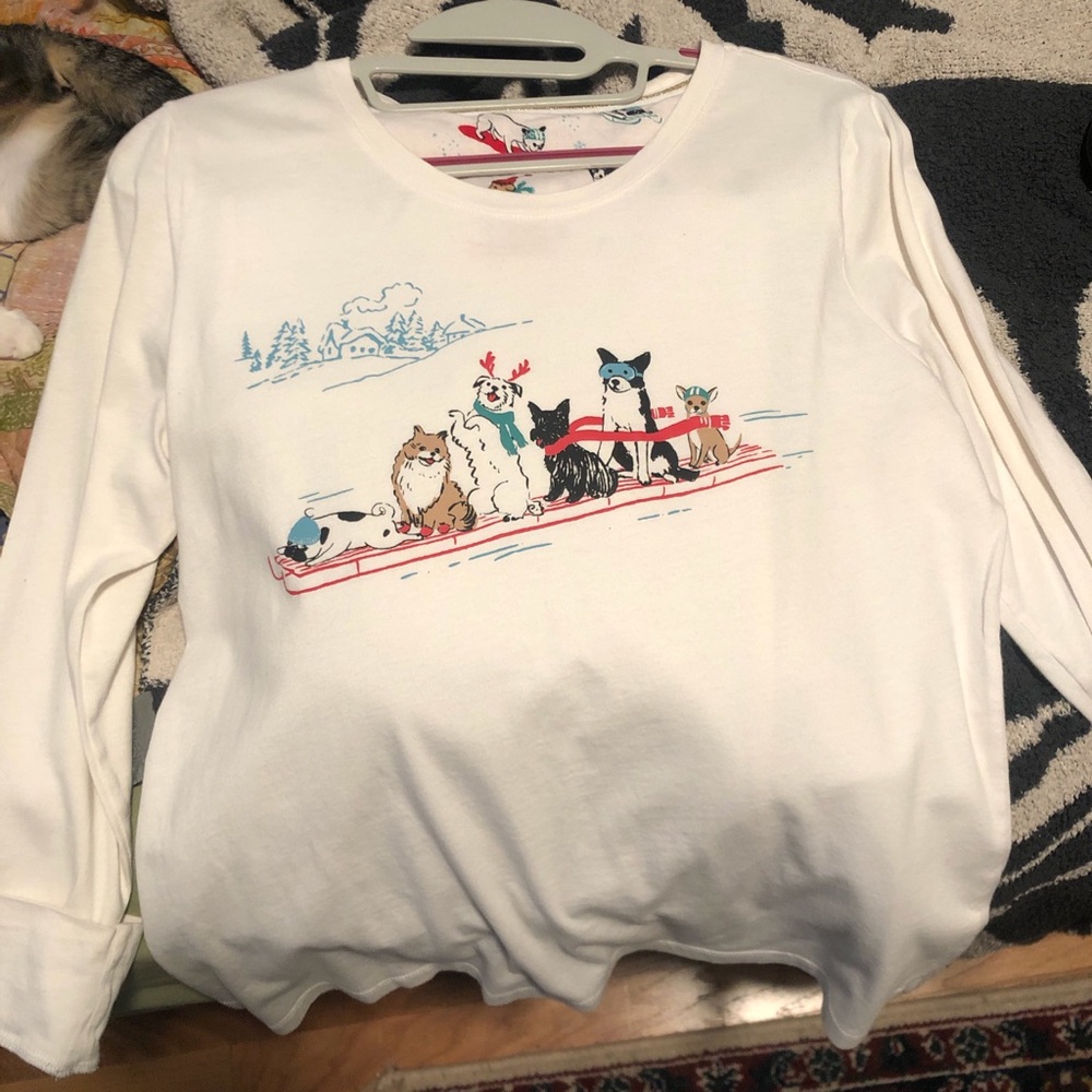 White Dog Christmas Top